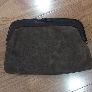 Gorgeous brown leather vintage clutch